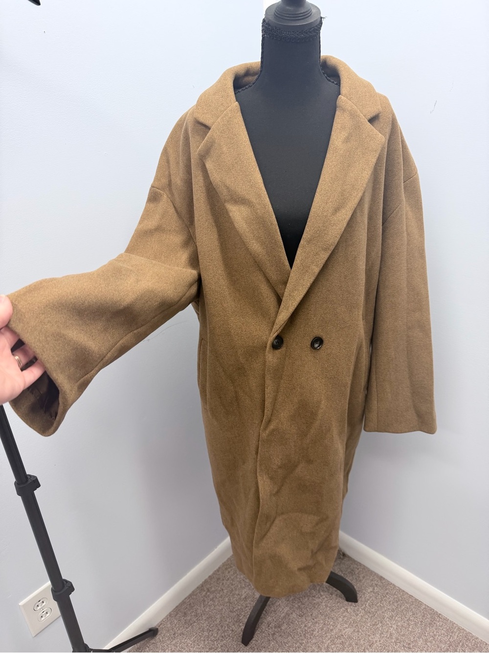 Oversized Double-Breasted Brown Trench Coat